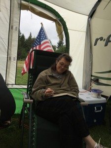 BEST Founder and CVO Penny Condoll relaxing at the campsite. 